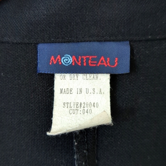 Monteau 90's Vintage Collared Plunging V-neck Tie Front Cropped Long Sleeve Top - Picture 4 of 10